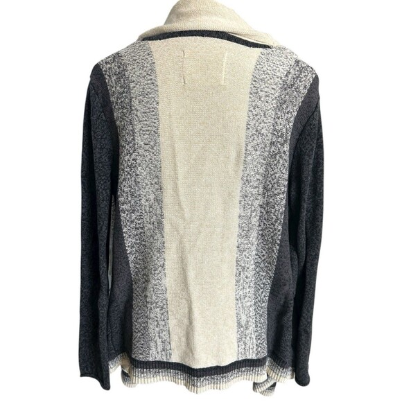 Natural Reflections Open Drape Knit Cotton Beige Black Boho Cardigan Sz M - Picture 7 of 9